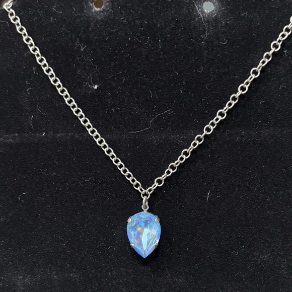 Sabika Jewelry - Sabika Silver Necklace with Blue Teardrop Pendant